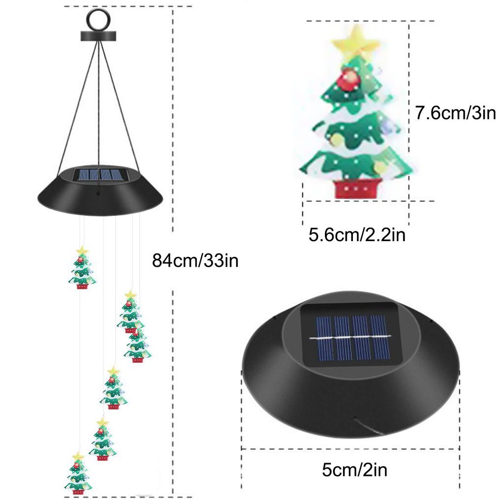 Yard Solar Wind Chime Light LED Solar Powered Wind Chimes Hanging Lamp for Patio Garden