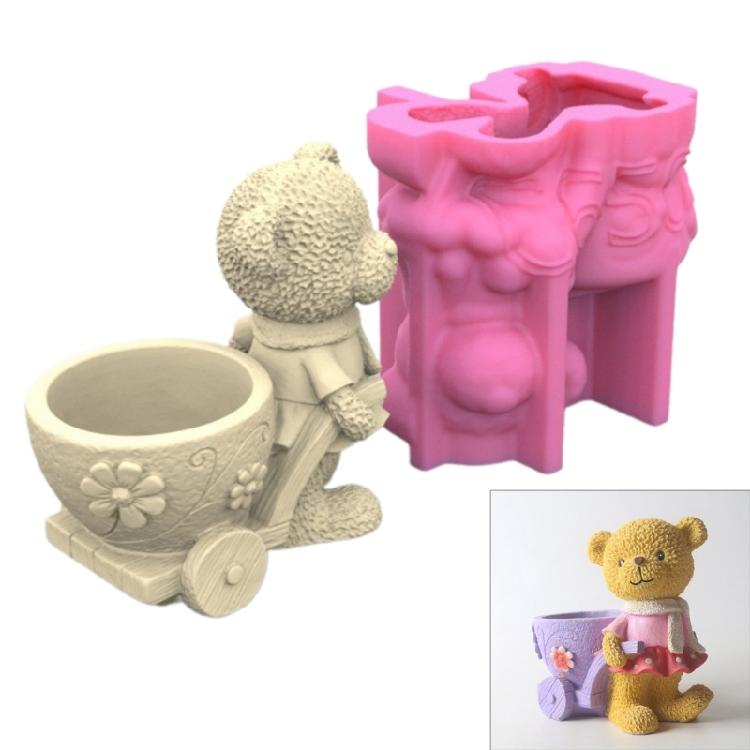 3D Bear Silicone Mould for Flower Pots Mold Concrete Cement Epoxy Resin Molds