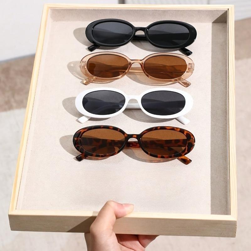 4 Pairs of Women's Oval Bohemian Style Glasses Y2K Trend Colorful Plastic Frame Daily Fashion Accessories