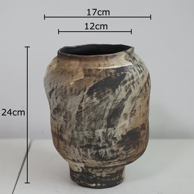 Wabi Sabi Style Retro Ceramic Vase Creative Plant Pot Table Decoration Flower Arrangement Floral Vases Room Aesthetic Decor
