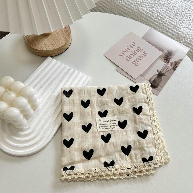 60CM Floral Small Square Scarf Women's Korean-Style Artistic Small Scarf Decorative Cotton Scarf Hair Band Square Hijab