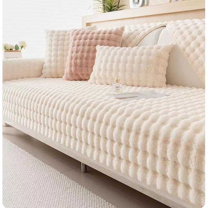 

Плюшевий чохол для дивана з імітацією міхура кролика Нековзкий м’який рушник для дивана Подушка для сидіння для вітальні Сучасний дім 110X240cm