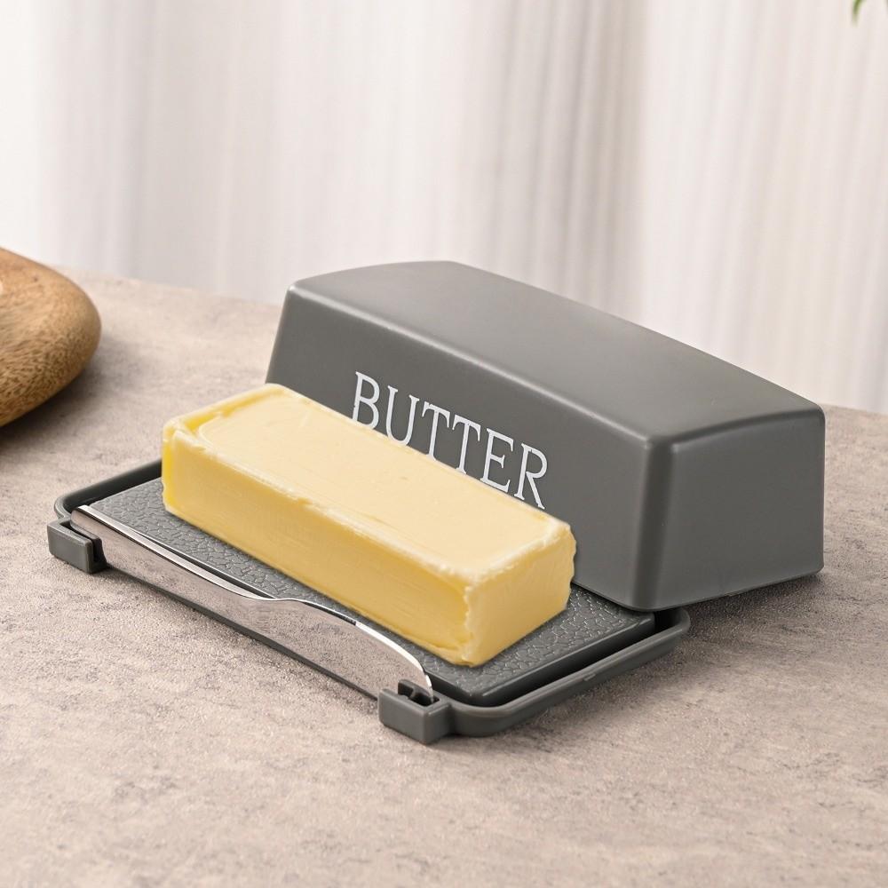 New Plastic Butter Storage Box Anti-dirty Solid Color Cheese Container with Lid Odor-proof Butter Cutter Box For Refrigerator