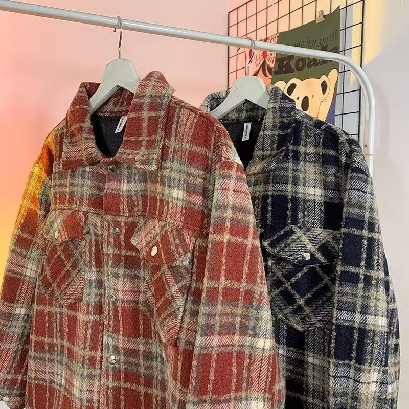 Xiaoxiang High Street Plaid Couple Shirt Jacket: Men's American Retro Long-Sleeve Trend for Spring & Autumn