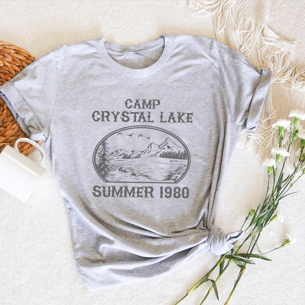 Camp Crystal Lake T-shirt Friday The 13th Vintage Shirts Horror Movie Shirts Camp Counselor Tee 80s Retro Short Sleeves Tops
