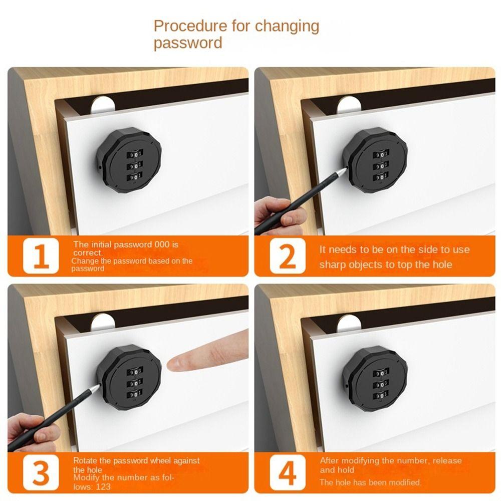 New Zinc Alloy Password Lock Anti-theft Furniture Combination Lock Security 3 Digital Code Drawer Lock Cupboard Drawer