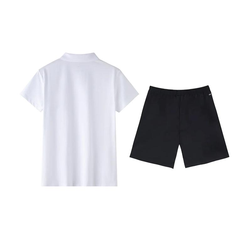 Li Ning Plain Logo Print Simple Comfortable Skin-Friendly Versatile Short Sleeve Polo Shirt Casual Sports Suit Unisex Suits APLV723-2+YKSV147-2