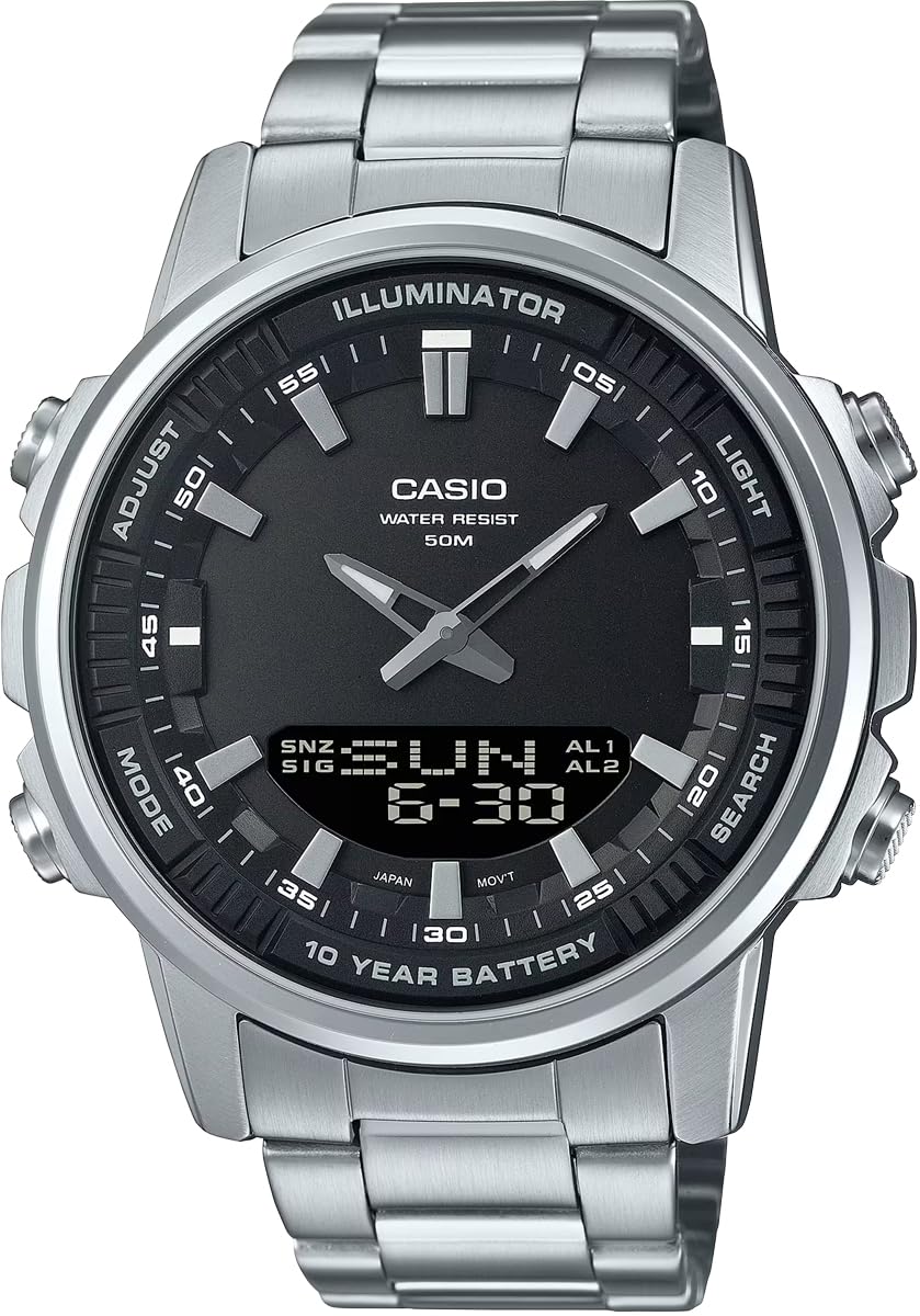 

Часы CASIO World Time Quartz с черным металлическим ремешком Overseas Model [Casio] Ana-Digi мужские AMW-880D-1AV [Товар]