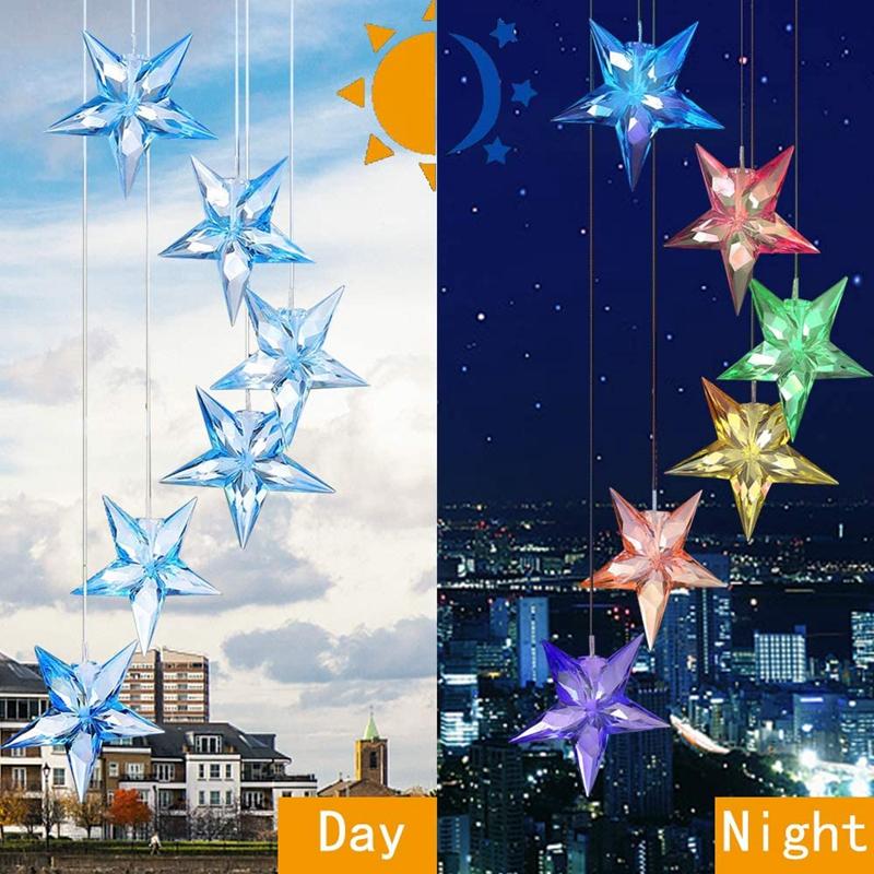 LED Solar Wind Chime Crystal Ball Hummingbird Wind Chime Light Color Changing Waterproof Hanging Solar Light For Home Garden