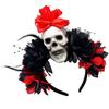 Halloween-Totenkopf-Haarspange mit dunkler Blume, Gothic-Kopfschmuck für Cosplay-Events und Mottopartys