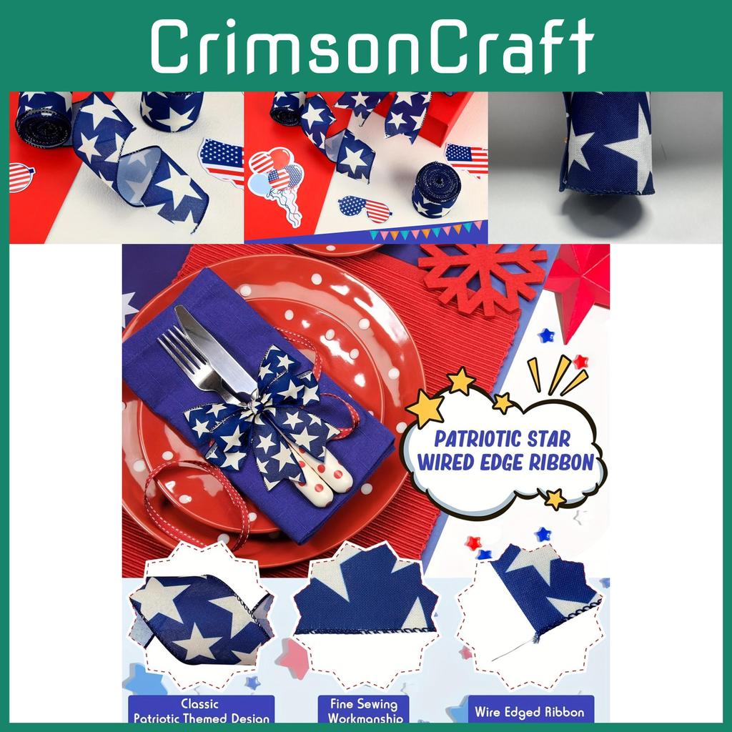 Blaues und weißes patriotisches Sternenband für Unabhängigkeitstagsdekorationen und Bastelarbeiten