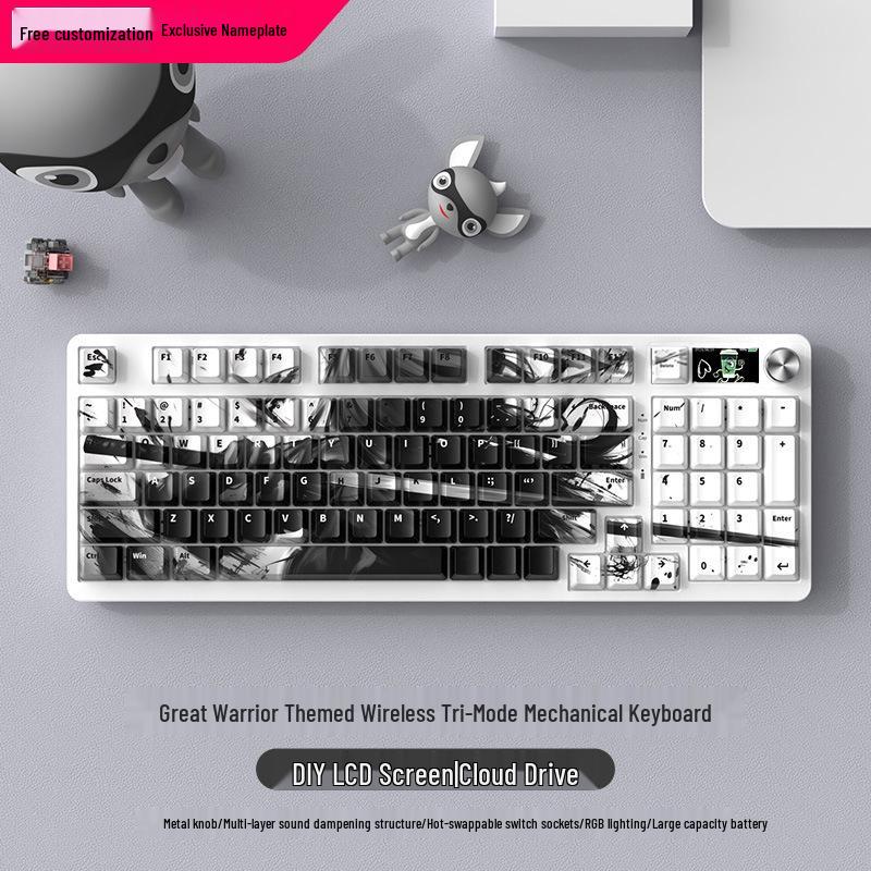 Wireless Bluetooth Mechanical Keyboard - 98-Key, Blue Switch, Silent for Gaming/Esports, High-Design for Girls/Office Use.