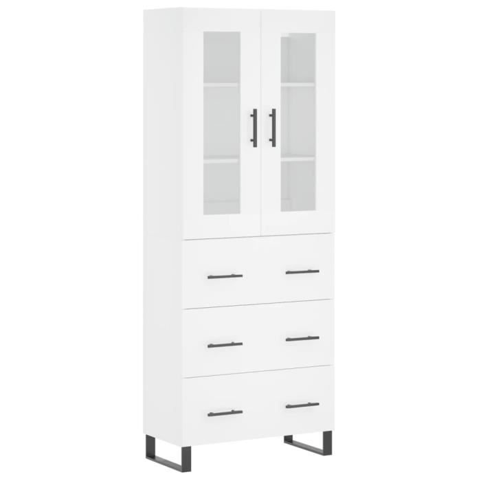 VidaXL Buffet haut Blanc 69,5x34x180 cm Bois d'ingénierie 3198425