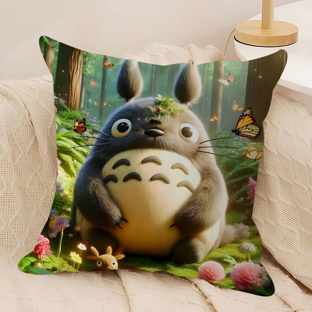 Anime M-Mein Nachbar Totoro Ahornblatt Design Kissenbezug Fröhliche Herbsternte Deko Feiertagsdeko Kissenbezug
