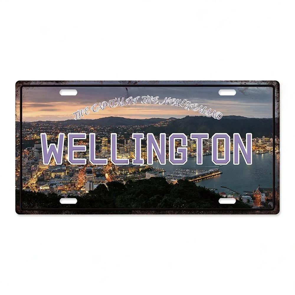 Vintage Capital City Licenses Plate Metal Plaque Metal Aluminum Sign for Restaurant Bar Workshop Cafe Pub Man Cave Decoration