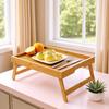Natural Bamboo Bed Brunch Serving Tray Concealed Handle Bed Laptop Tray  Bedroom