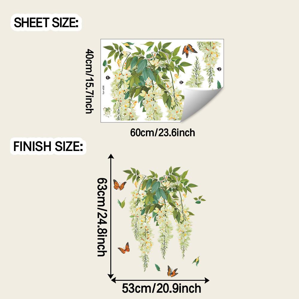 Fresh and Delicate Flower, Vine, Butterfly, Living Room and Dining Room Wall Decoration Stickers