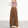 Women's Retro Maillard Caramel Corduroy Wide-Leg Pants - 2025 Floor-Length Casual Style