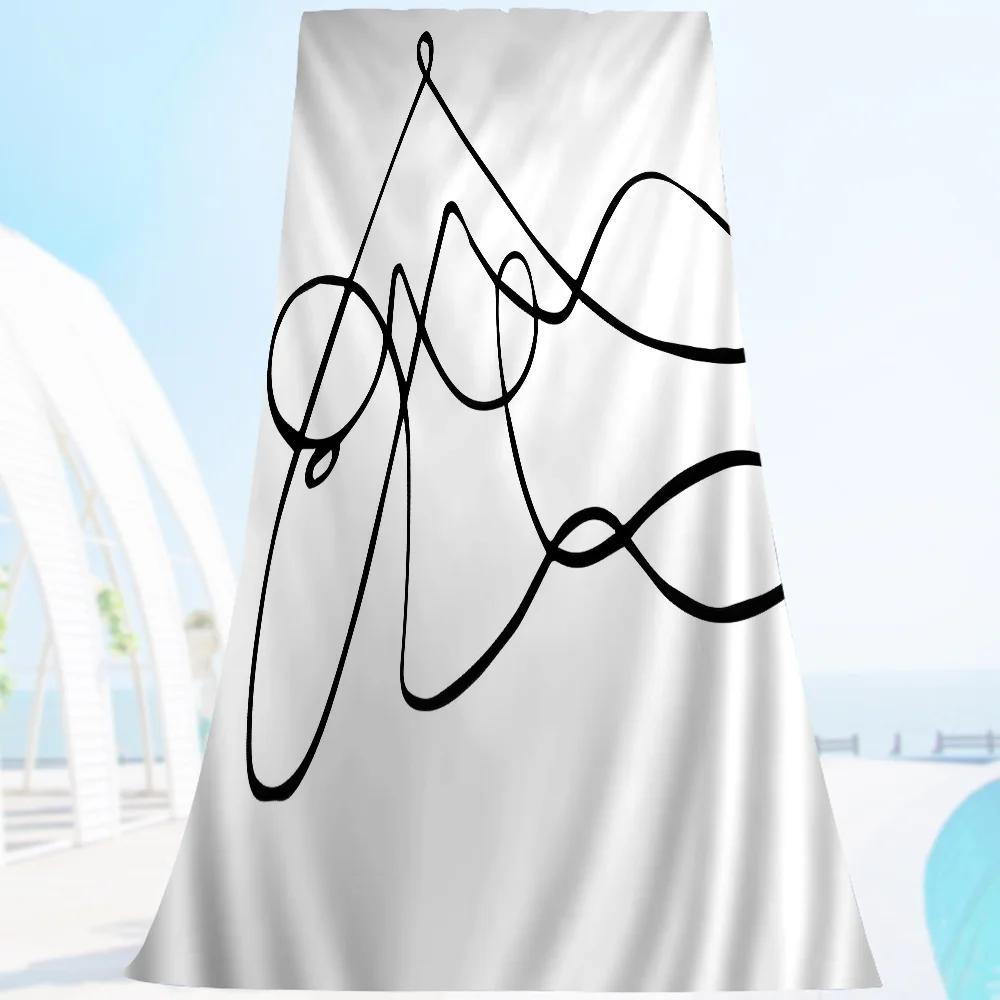 Geometric Simplified Line Microfiber Printed Beach Towel Mountain Climbing Yoga Beach Swimming Running Absorbent Soft Towel