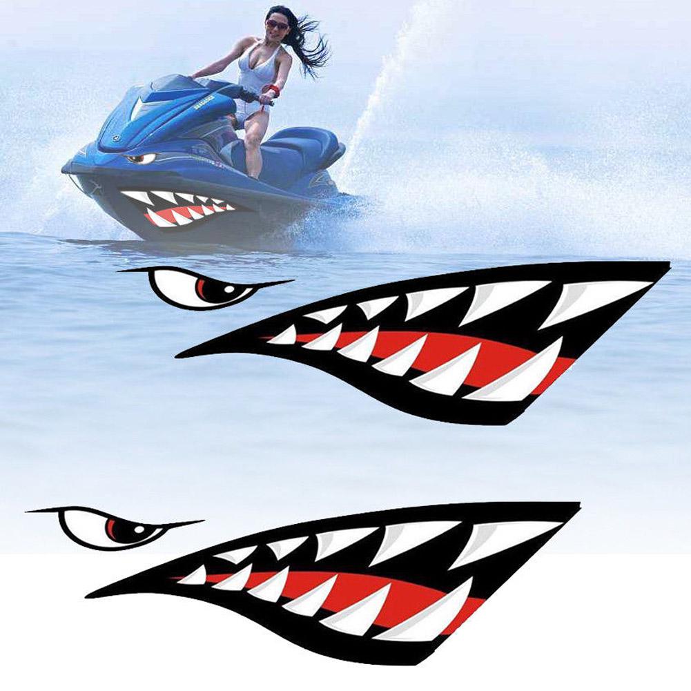 1 Pair Shark Teeth Mouth Vinyl Decal Stickers for Kayak Canoe Dinghy Boat