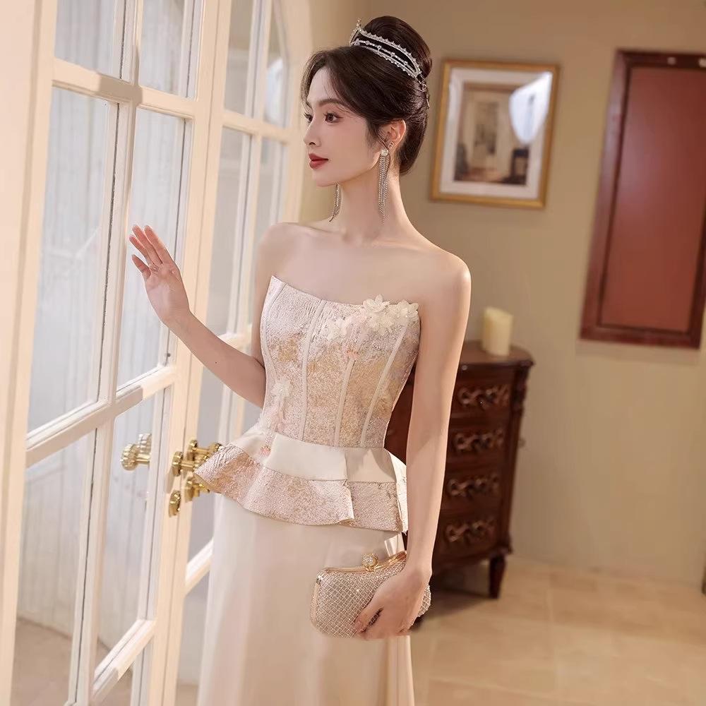 Engagement Dress Women's French Tube Top Toast Dress Wedding Day Bridal Casual High-end Light Luxury Niche Beautiful Morning Robe