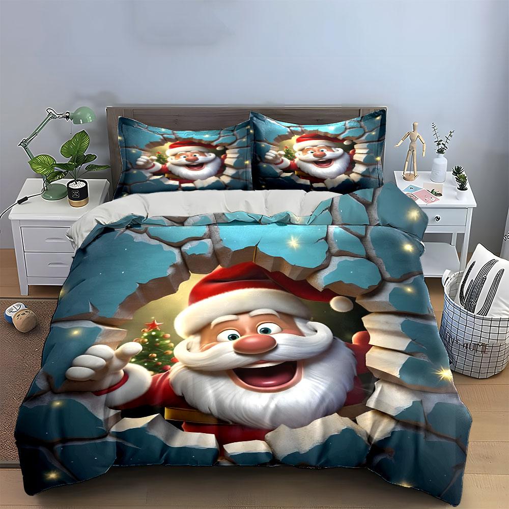 "Christmas Santa Set for Decor" kid's and adults' bedroom decor, Exquisite three-piece bedding set gift