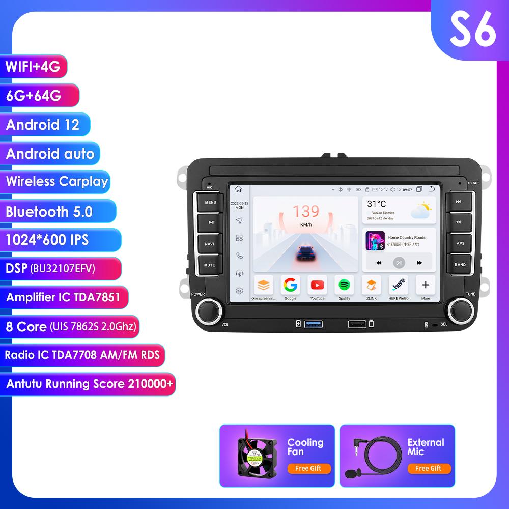 

Hizpo 2Din Автомагнитола Android для Volkswagen Golf 5 6 Polo Passat B6 B7 CC Skoda Jetta Универсальная Мультимедийная Carplay Wifi GPS Интеллектуальная Навигация S6 8Core 6G 64G