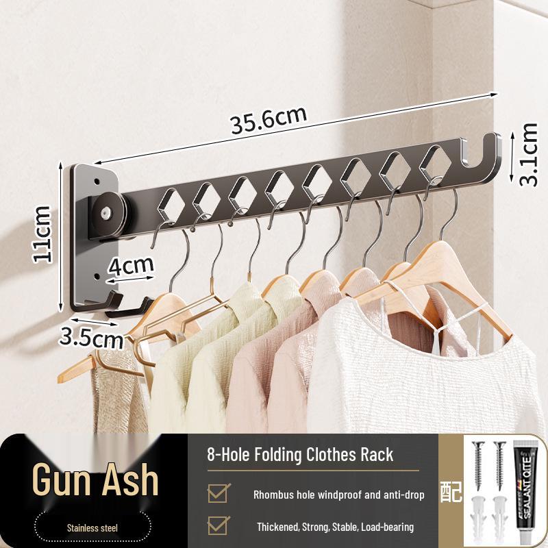 No-Drill Invisible Wall-Mounted Clothes Drying Rack - Stainless Steel for Balcony or Bathroom