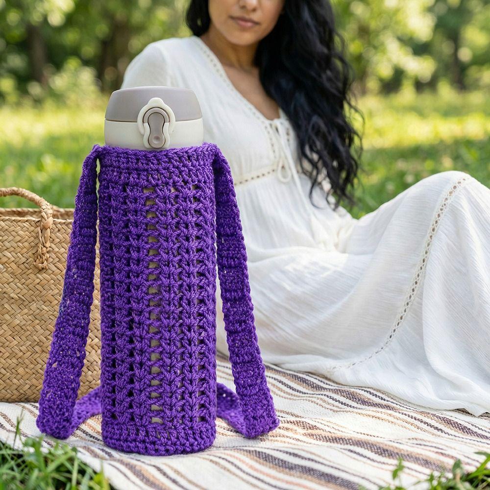 Heat Insulated Knitted Water Bottle Cover Reusable Cup Sleeve Pouch  Water Bottle Accessories