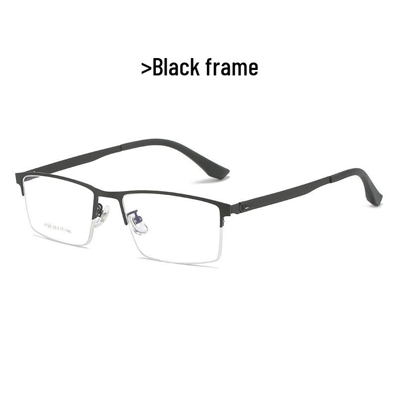 2023 Semi-Rimless Screwless Steel Sheet Optical Business Glasses - Model 6128 Myopia-Compatible Blue Light Blocking