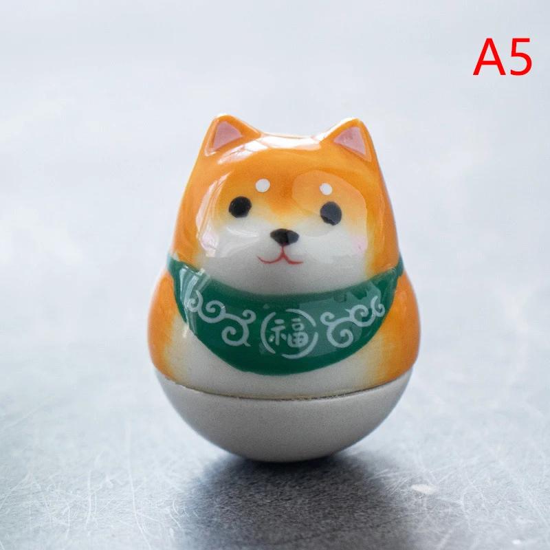 

Japanese Creative Gift Ceramic Dog Car Ornament Fortune Flower Pet Doll Home Accessories Office Decoration