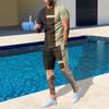 Plus Size Men's Summer Suit Round Neck Short Sleeved Shorts 3D Printed Loose Men's Casual Sports Set