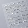 Strass 3D Linee Ondulate Argentate Adesivi per Unghie Decalcomanie Striscia Pizzo Perla Decorazioni per Nail Art Autoadesivi Gel Slider Manicure