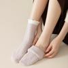 Korean Style Women's Mid-Calf Lace Color Block Wool Socks with Heart Embroidery - Fleece-Lined for Extra Warmth