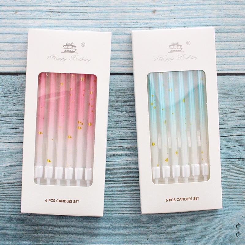 Ins Style Gradient Gold Dot Candle Birthday Romantic Party Pink Blue Boxed Pencil Long Pole Atmosphere Candle