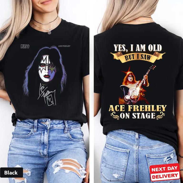 Футболка-трибьют Эйсу Фрейли из KISS, Тяжелый хлопок, Мужская Женская, Классическая, Двусторонняя, Унисекс M