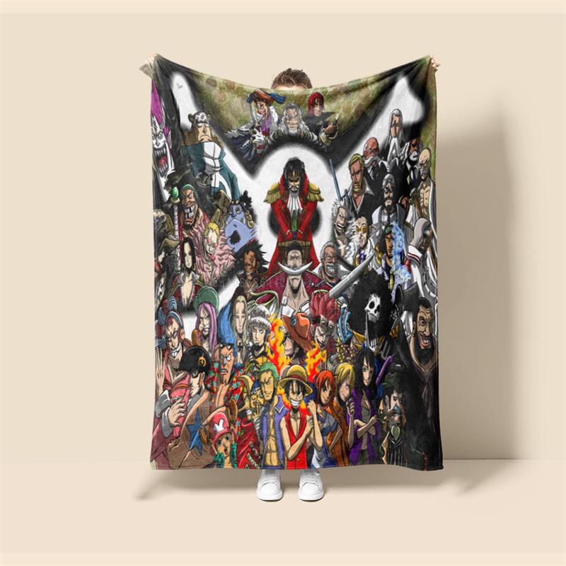 Throw Blanket One Piece Luffy Cartoon Anime Children Teenagers Adult Game Peripheral Collection Products Soft and Comfortable