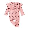 Girls' Cotton Ribbed Heart Print Bodysuit - Spring/Autumn Style