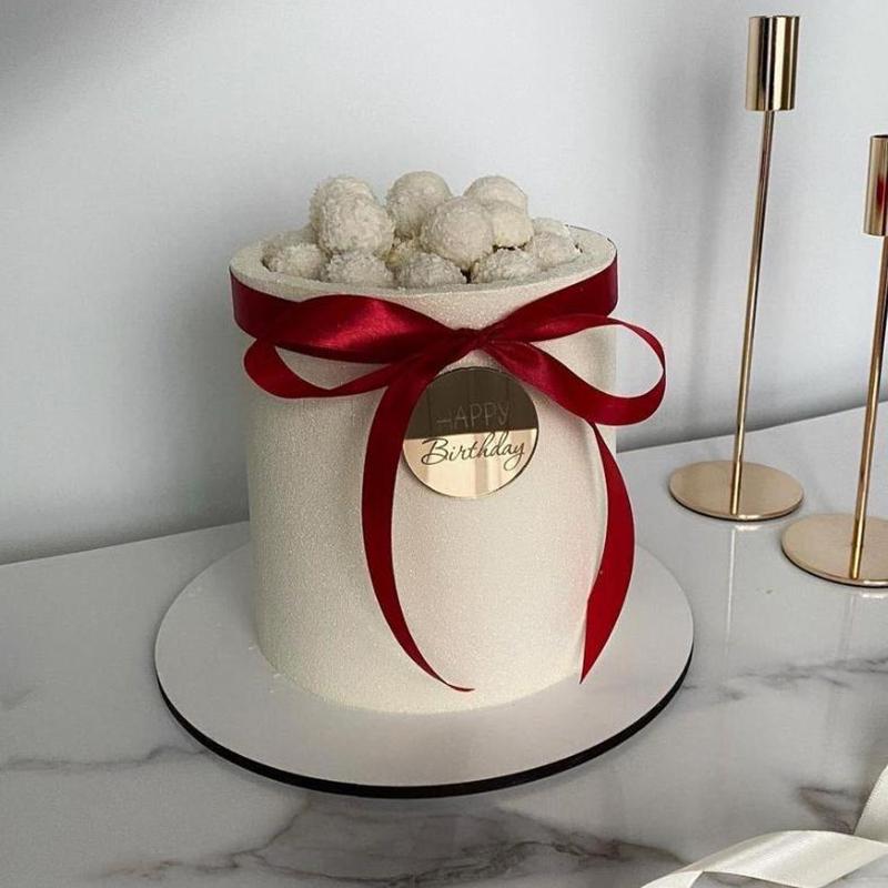 5Pcs/Set Of Circular Marked Acrylic Happy Birthday Cake Decoration Valentine'S Day Wedding Party Dessert Diy Decoration