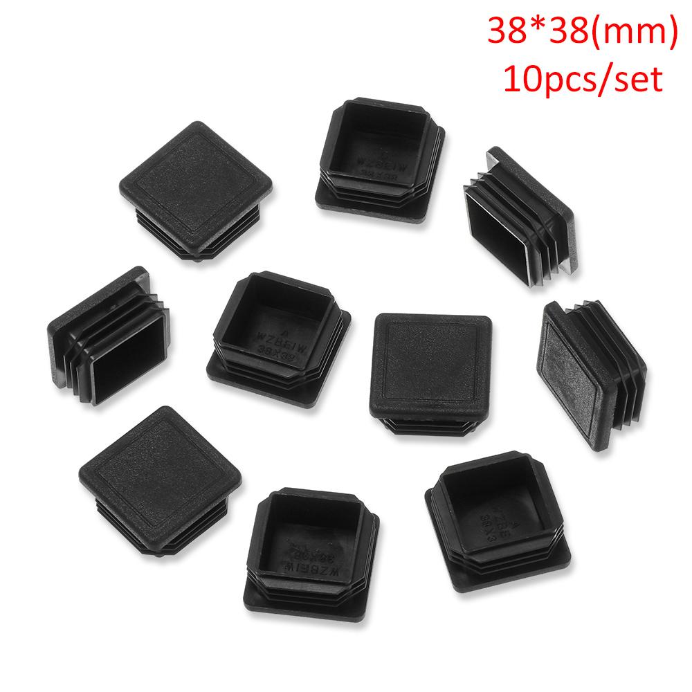 10pc Black Plastic Steel Square Pipe Plug Furniture Accessory Leg Plug Anti Slip Feet Protector Pad Plastic Square Tube Cap Plug