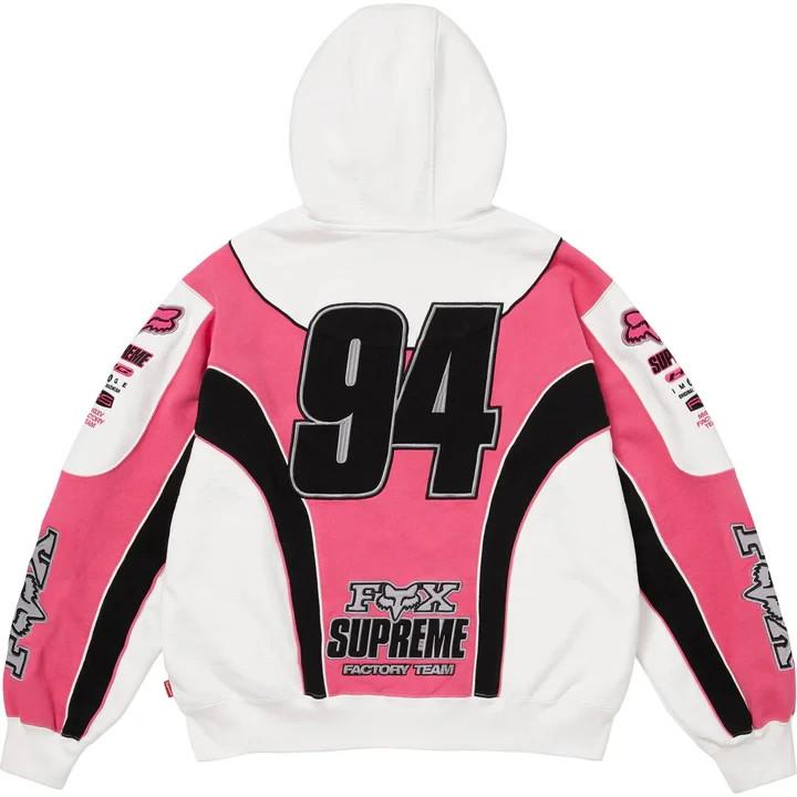 Supreme Fox Racing Zip Up Hooded Sweatshirt White
