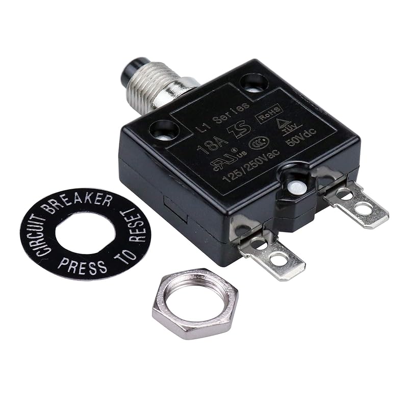 125-250V AC 50V DC Push Button Circuit Breaker 25Amp Thermal Overload Protector L1 Series Manual Reset Thermal Circuit Breaker 25A