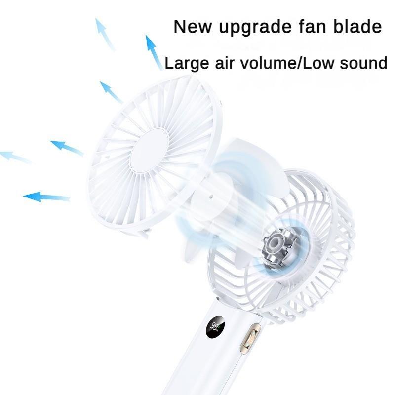 USB Low Noise Small Fan Outdoor Portable Handheld Fan Intelligent Digital Display 100 Speed Infinitely Adjustable Fan