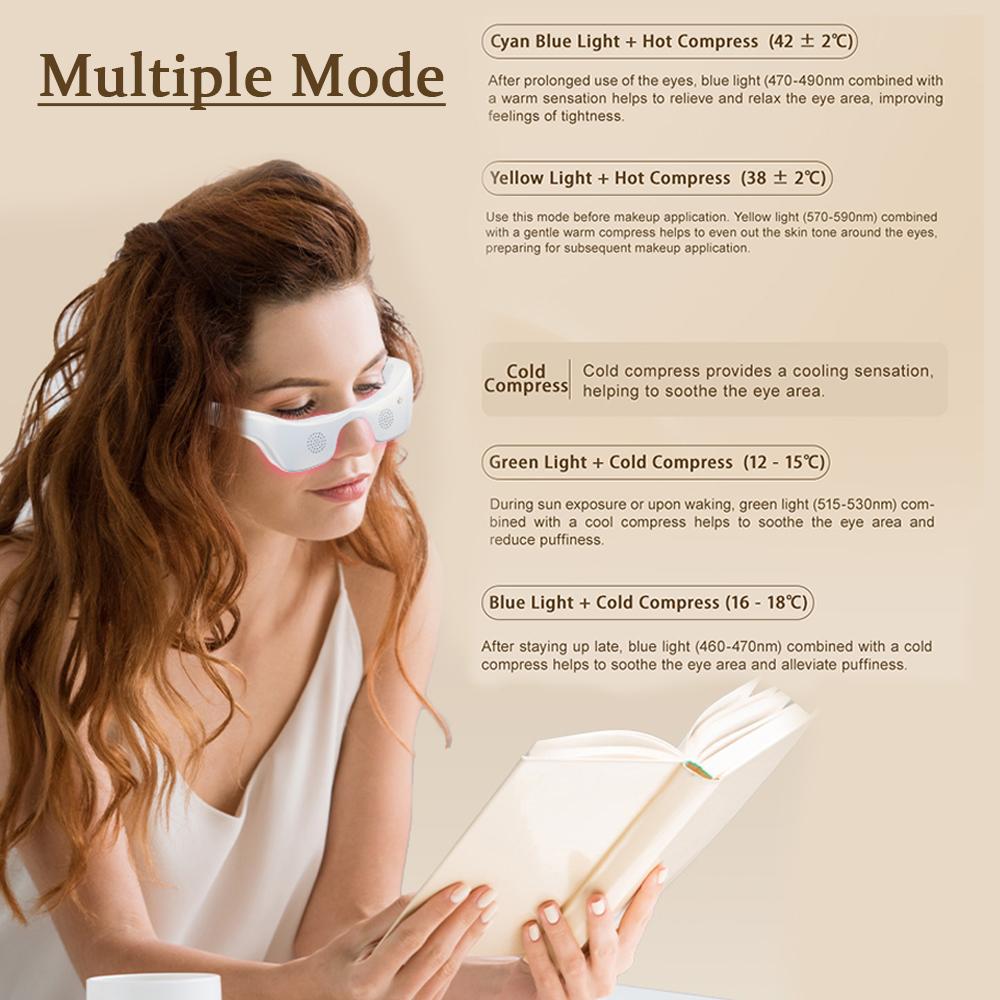Eye Red Light Therapy Device Cold Hot Compress Glasses Microcurrent Eye Massager 7 Color Light Eye Mask for Eye Bags Wrinkles