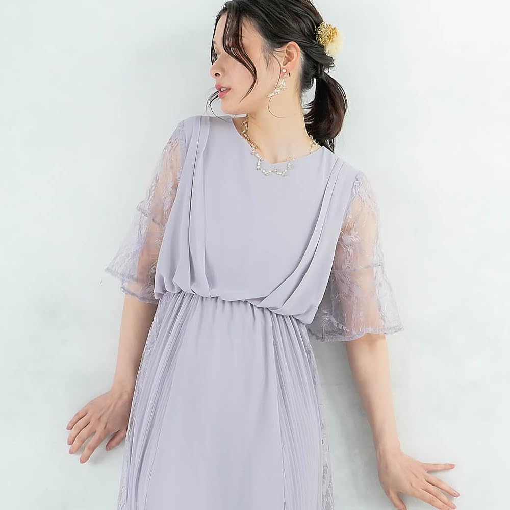 Wedding Formal Calf Long Chiffon Dress 327014 [Aunii] Dress, Invitation, Dress, Women's Length, (Greige L)