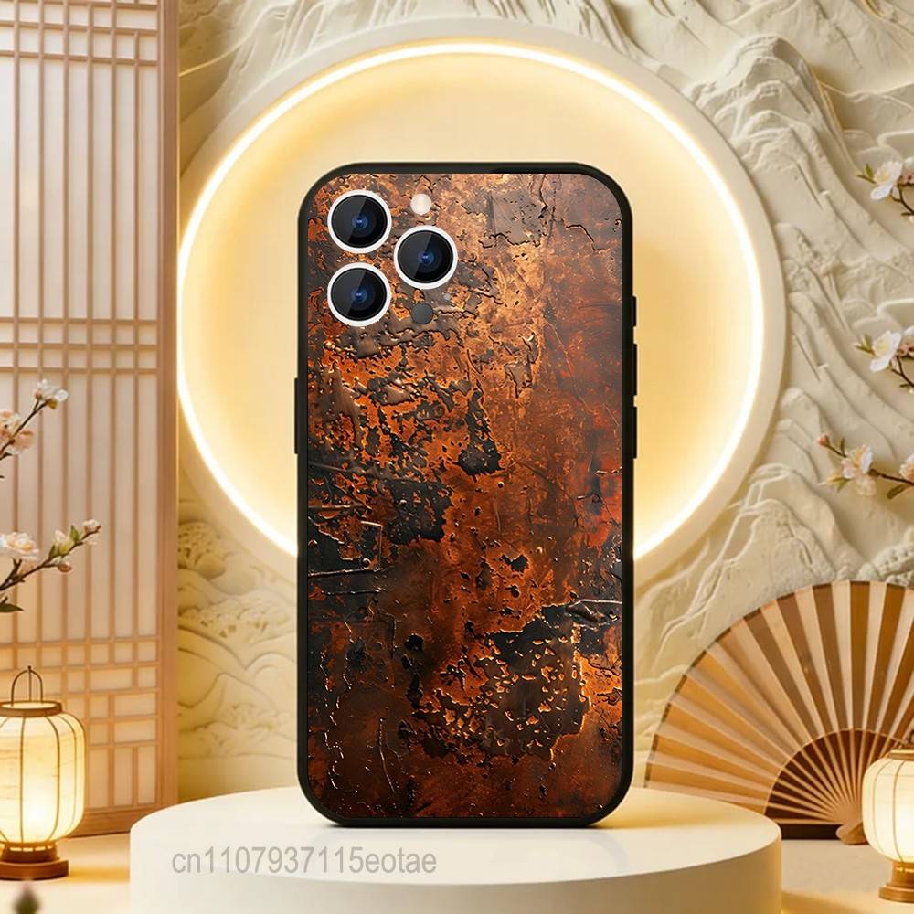 Retro Industrial Style Rusty Walls Case For iPhone  17,16,15,14,13,12,11,Pro,Max,Plus,E,Air,Mini Black Shockproof Funda Cover