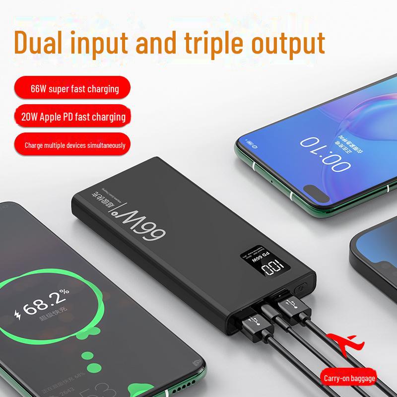 "66W Ultra-Thin 20,000mAh Fast Charging Power Bank with Customizable Logo"