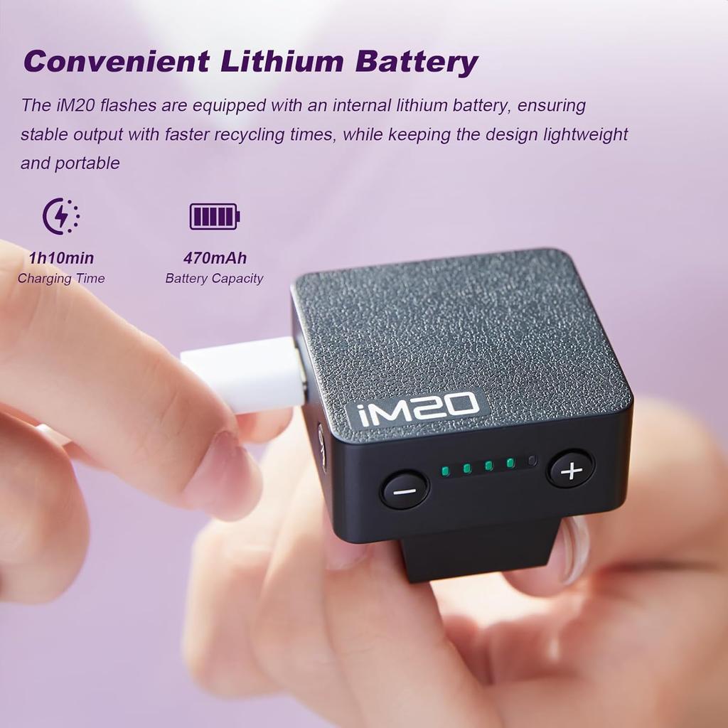 Godox iM20 Mini Camera Flitser Speedlite - 470 mAh/Type-c Opladen/440 Volle Vermogen Flitsen/3s Herlaadtijden/5 Vermogensniveaus/Handmatig, Camera Flitser voor Sony...