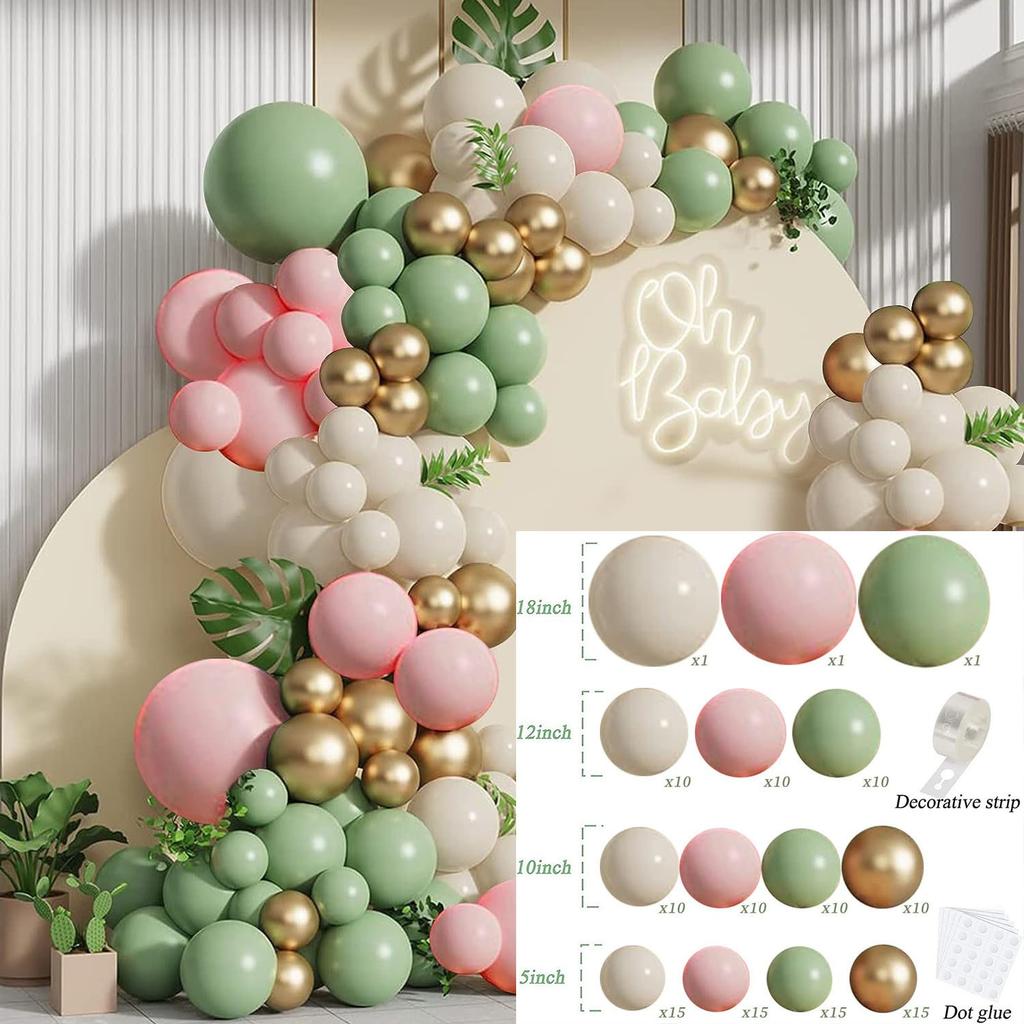 Jungle Green Birthday Arrangement Balloon Chain Package Festive Wreath Arch Party Decoration