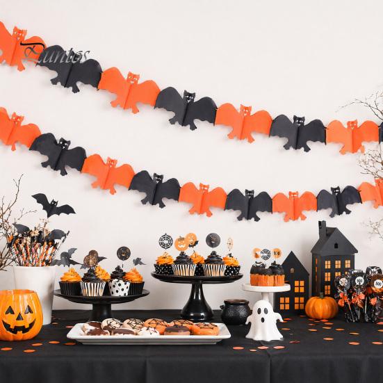 High-quality Halloween Banner 5 Pcs 10FT Banner, Spooky Spider Bat Skull Ghost Festive Celebration Pumpkin Hanging Bunting Garland for Party,
